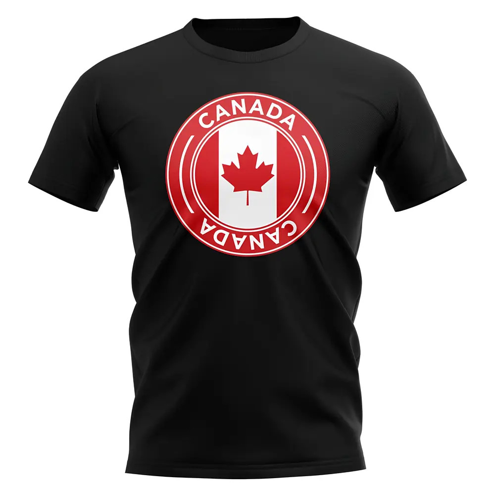 Canada Football Badge T-Shirt (Black) Polyester Uksoccershop Men's Black Large