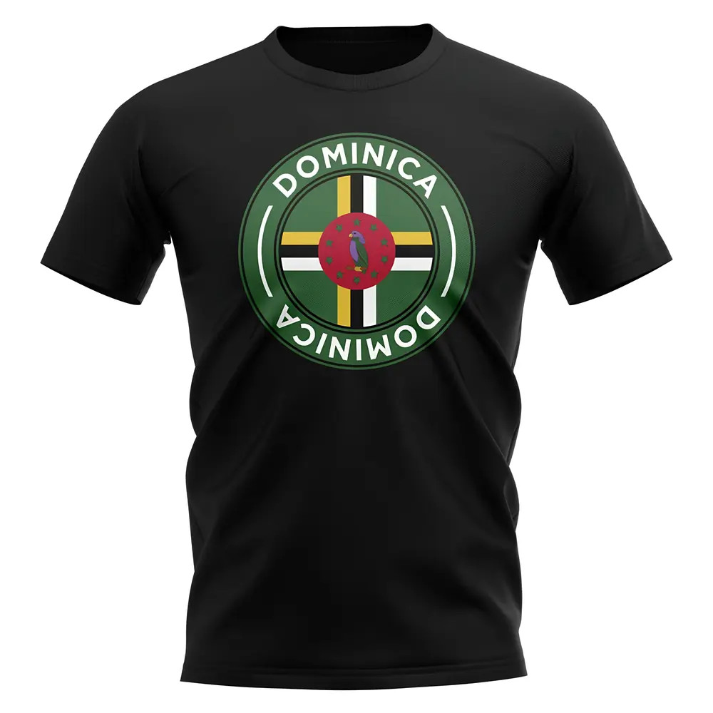 Dominica Football Badge T-Shirt (Black) Polyester Dominican Republic Uksoccershop Men's Black Xxl