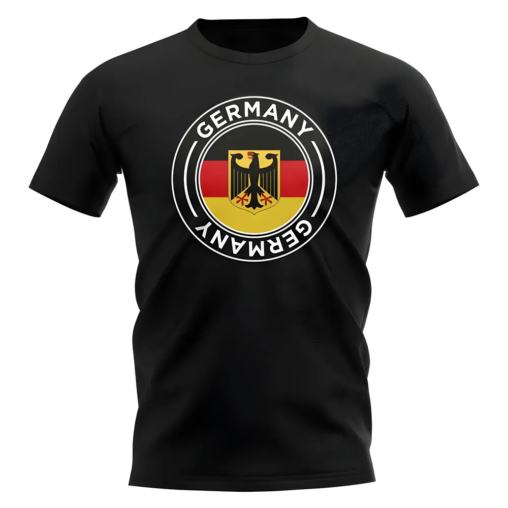 Germany Football Badge T-Shirt (Black) Polyester Uksoccershop Men's Black Medium