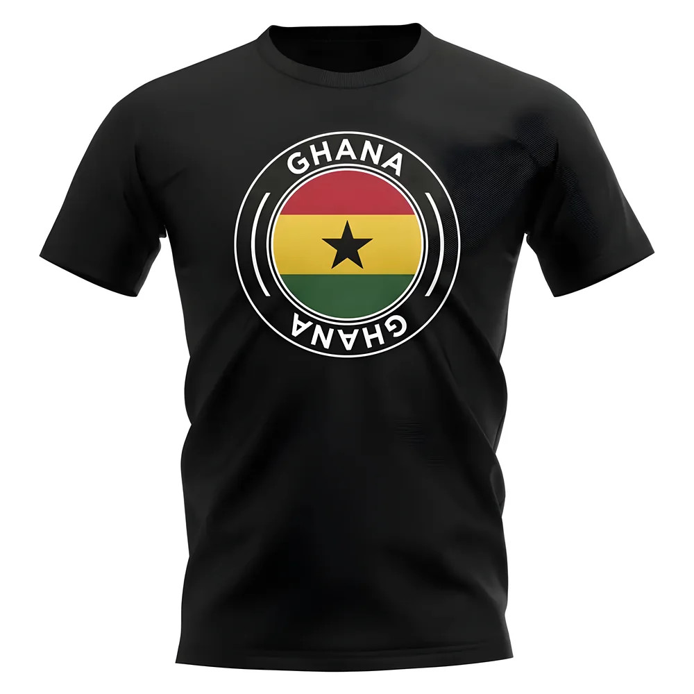 Ghana Football Badge T-Shirt (Black) Polyester Uksoccershop Men's Black Xxl