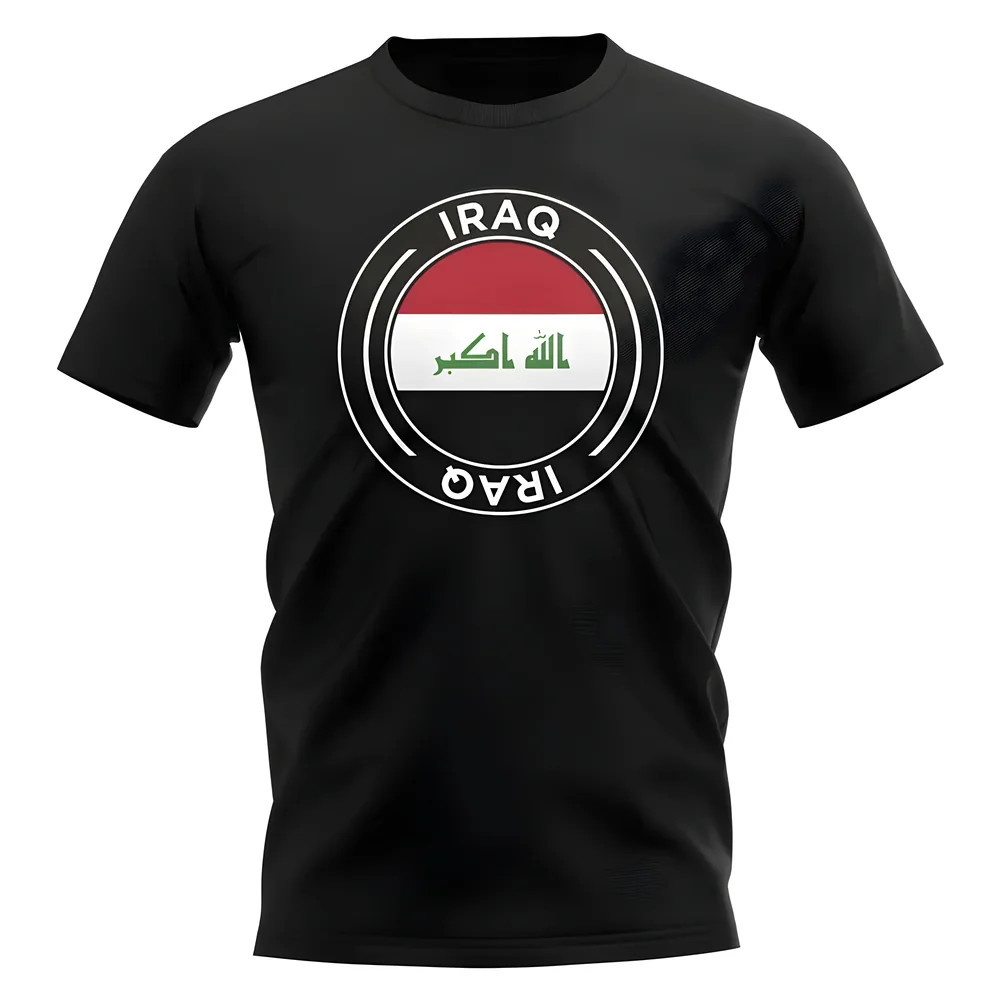 Click to view product details and reviews for Iraq Football Badge T Shirt Black.