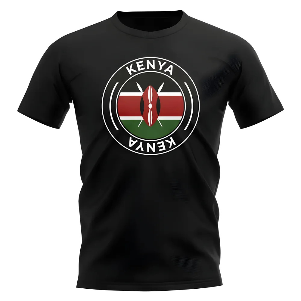 Kenya Football Badge T-Shirt (Black) Polyester Uksoccershop Men's Black Extra Large