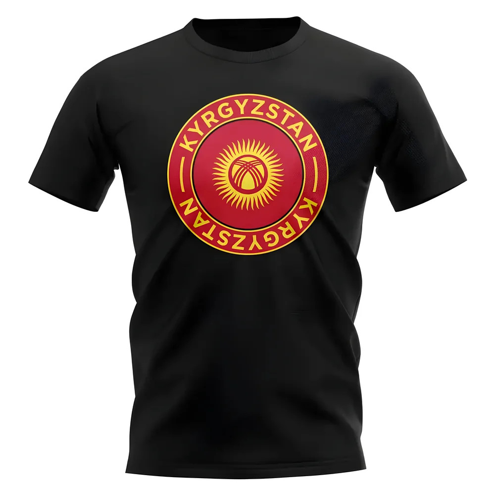 Kyrgyzstan Football Badge T-Shirt (Black) Polyester Uksoccershop Men's Black Xxl