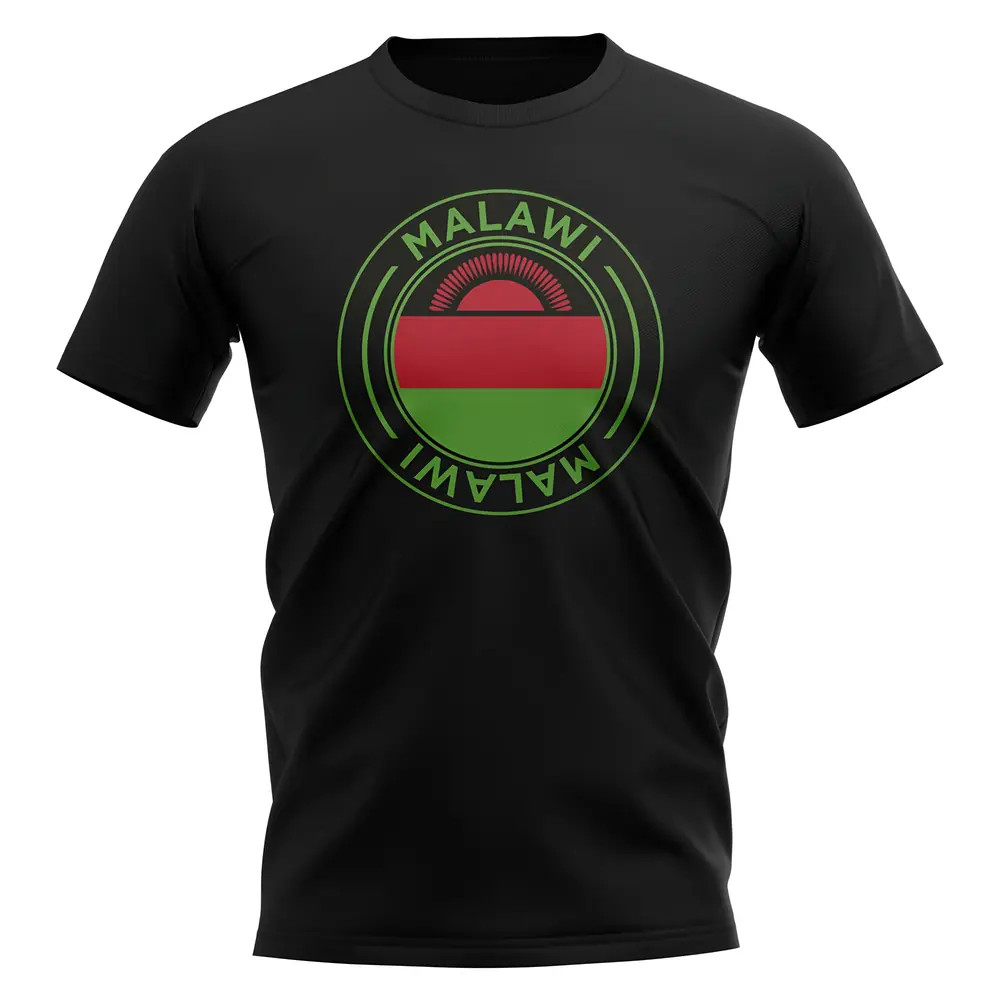 Malawi Football Badge T-Shirt (Black) Polyester Uksoccershop Men's Black Small