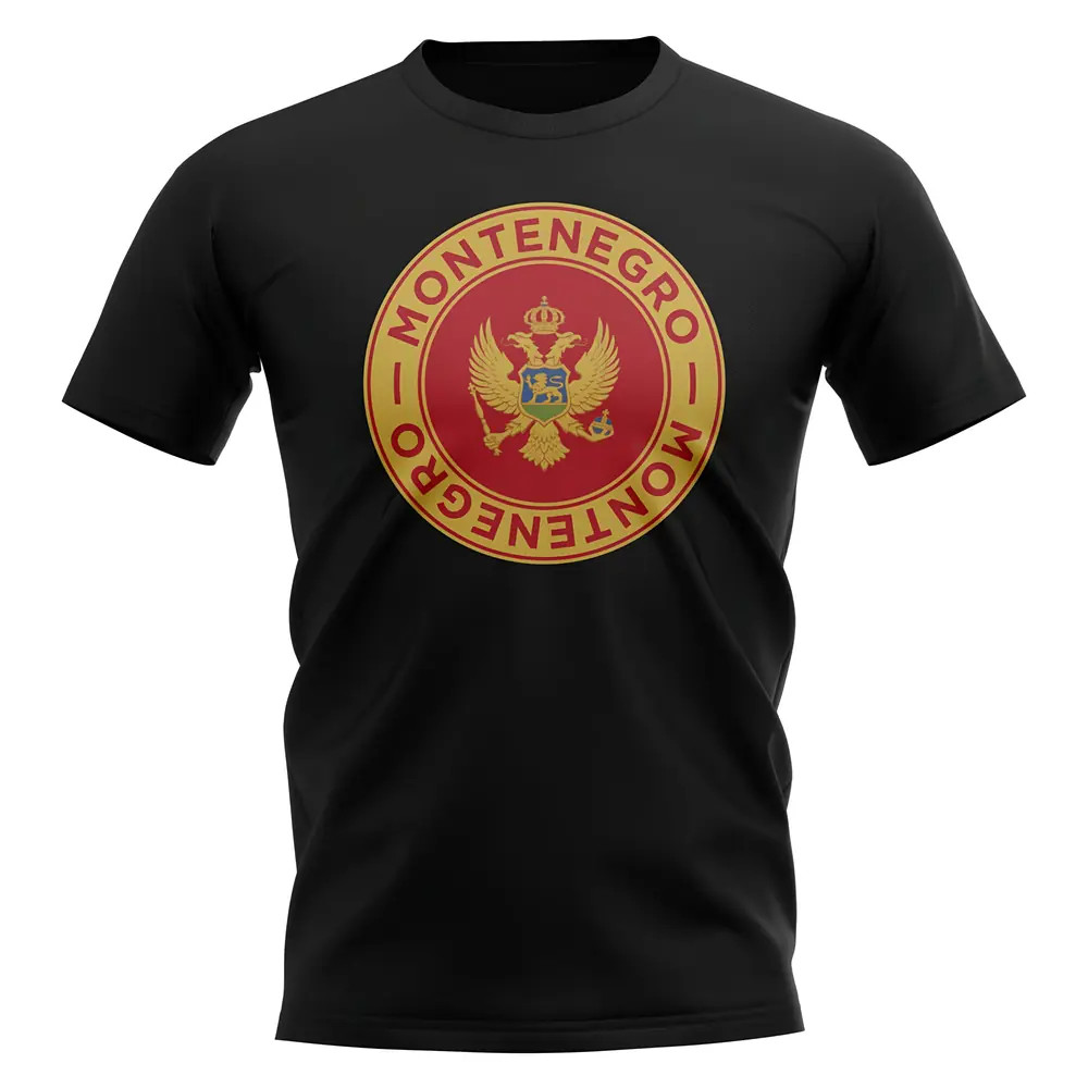 Montenegro Football Badge T-Shirt (Black) Polyester Uksoccershop Men's Black Medium