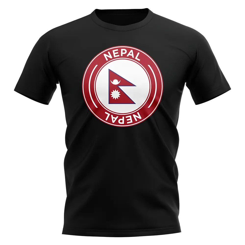 Nepal Football Badge T-Shirt (Black) Polyester Uksoccershop Men's Black Xxl