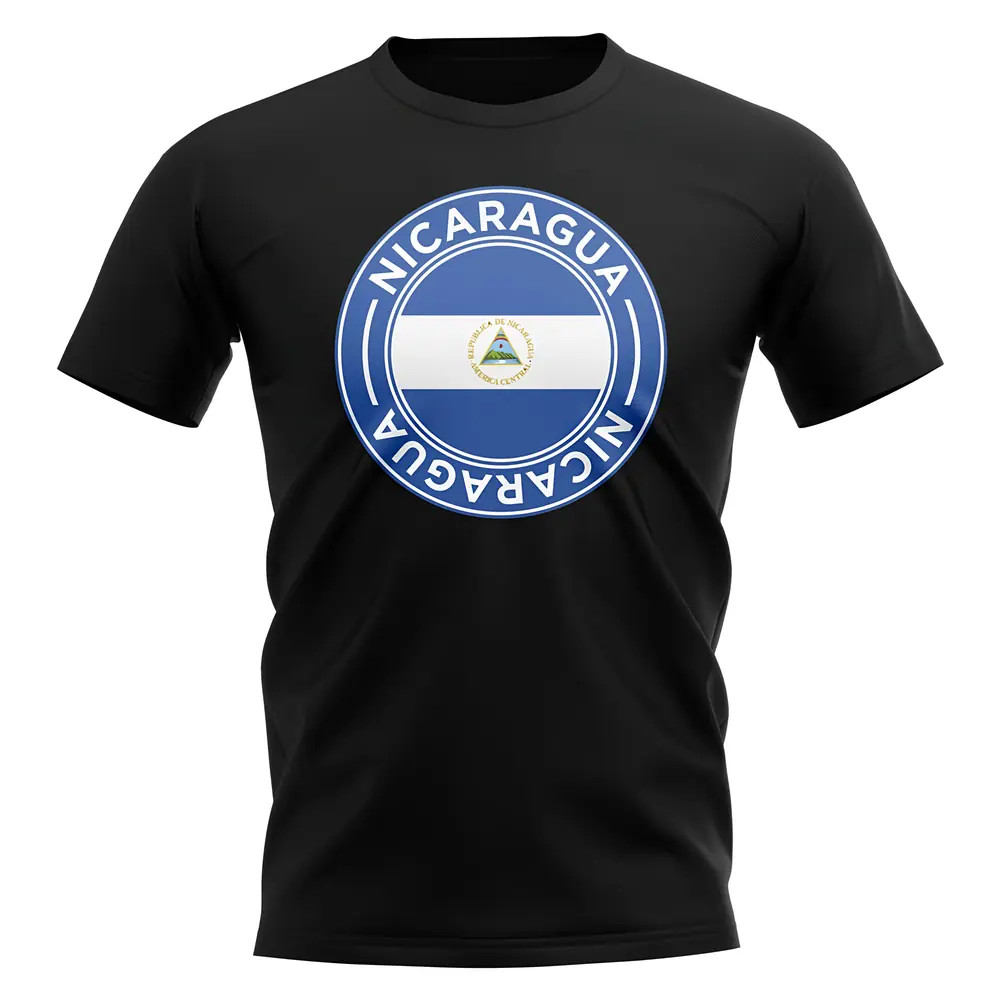 Nicaragua Football Badge T-Shirt (Black) Polyester Uksoccershop Men's Black Extra Small