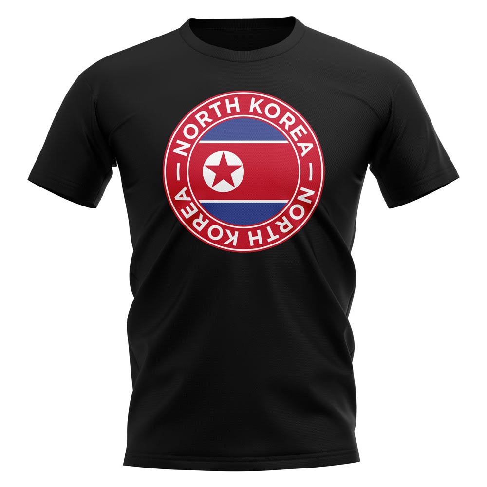 Click to view product details and reviews for North Korea Football Badge T Shirt Black.