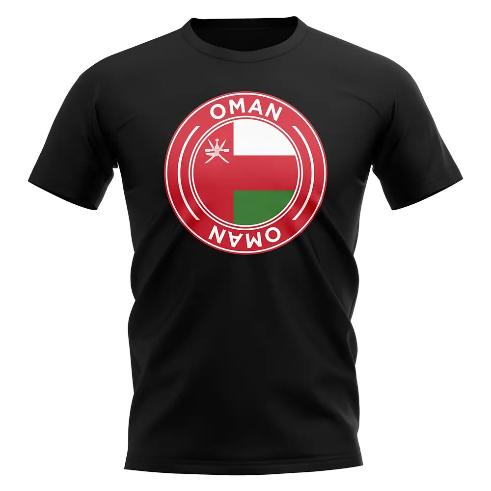Oman Football Badge T-Shirt (Back) Polyester Uksoccershop Men's Black Medium