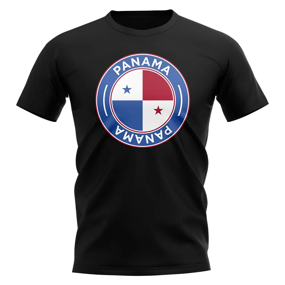 Panama Football Badge T-Shirt (Black) Polyester Uksoccershop Men's Black Xxl