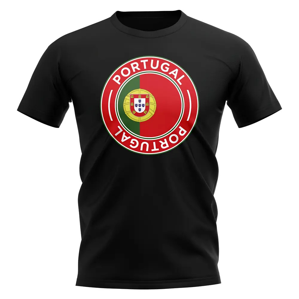 Portugal Football Badge T-Shirt (Black) Polyester Uksoccershop Men's Black Xxl