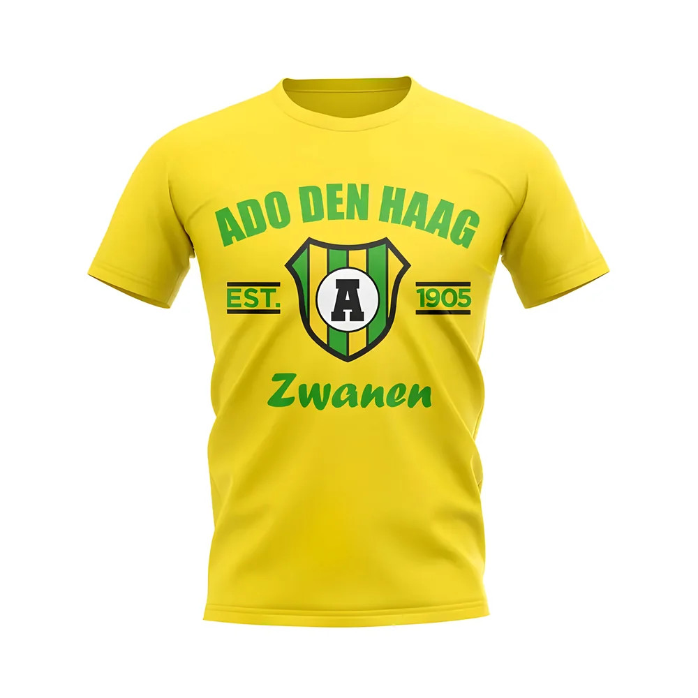 Ado Den Haag Established Football T-Shirt (Yellow) Polyester Uksoccershop Men's Yellow Large