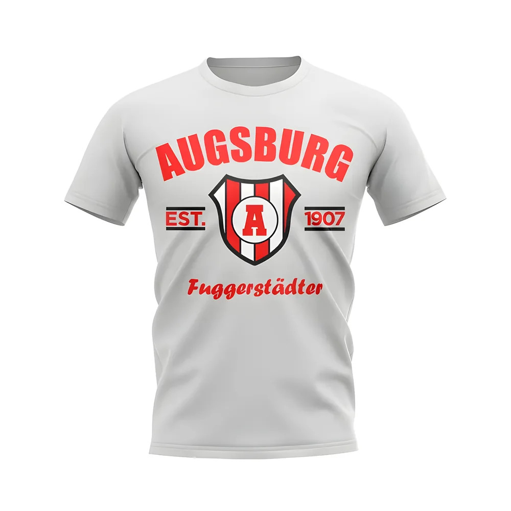 Augsburg Established Football T-Shirt (White) Polyester Fc Augsburg Uksoccershop Men's White Extra Large