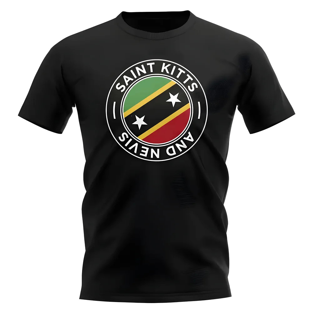 Saint Kitts And Nevis Football Badge T-Shirt (Black) Polyester Newcastle Uksoccershop Men's Black Medium