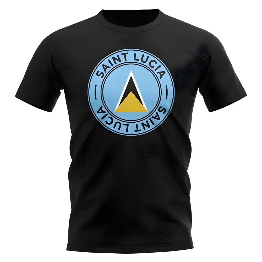 Saint Lucia Football Badge T-Shirt (Black) Polyester Newcastle Uksoccershop Men's Black Xxl