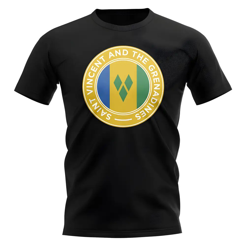 Saint Vincent And Grenadines Football Badge T-Shirt (Black) Polyester Newcastle Uksoccershop Men's Black Medium