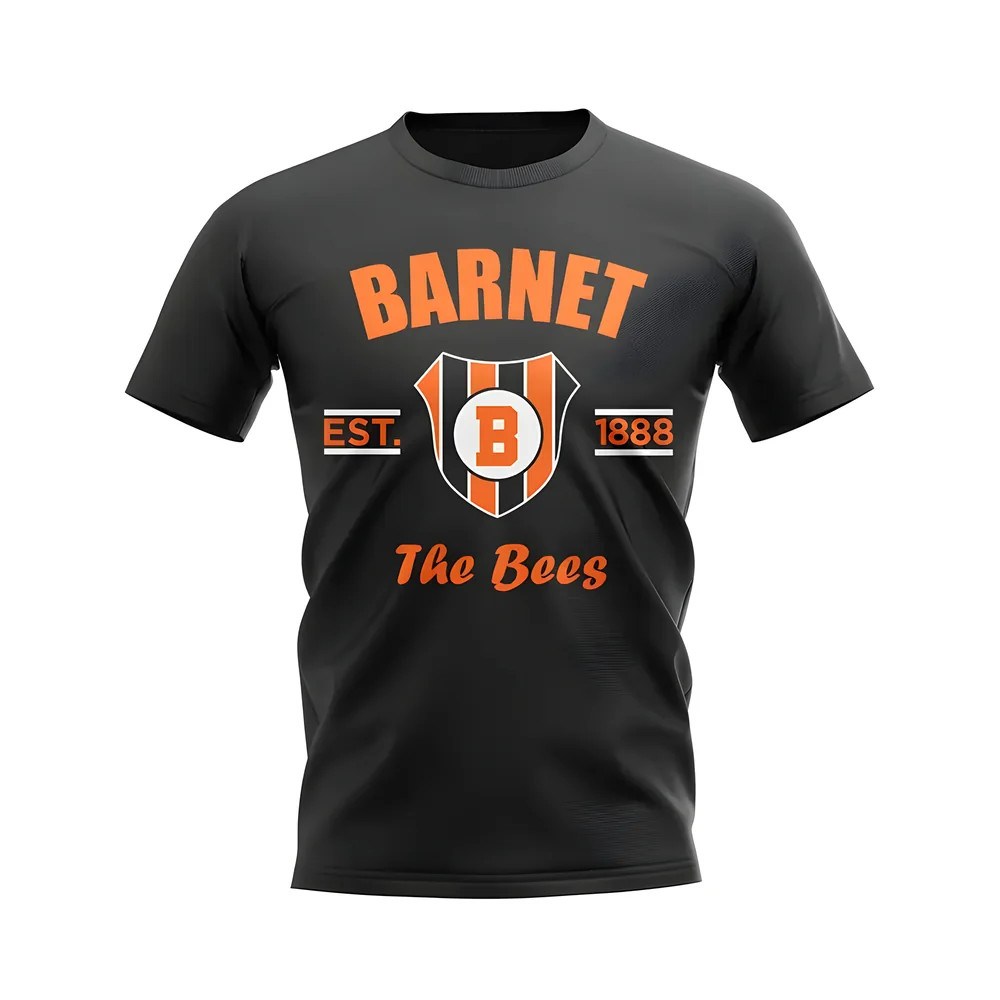 Barnet Established Football T-Shirt (Black) Polyester Uksoccershop Men's Black Large