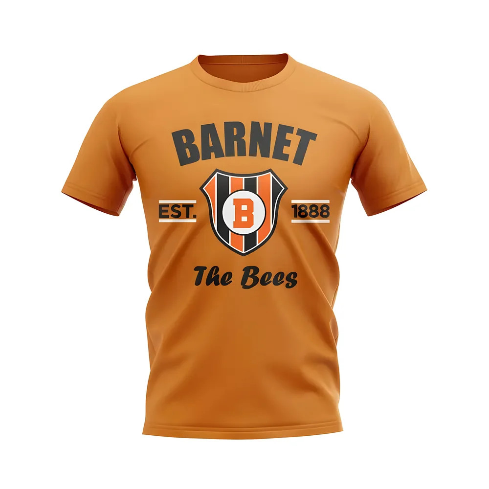 Barnet Established Football T-Shirt (Orange) Polyester Uksoccershop Men's Orange Large