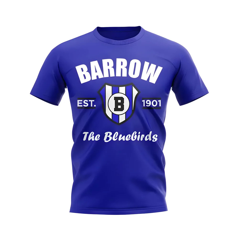 Barrow Established Football T-Shirt (Blue) Polyester Aston Villa Uksoccershop Men's Blue Xxl