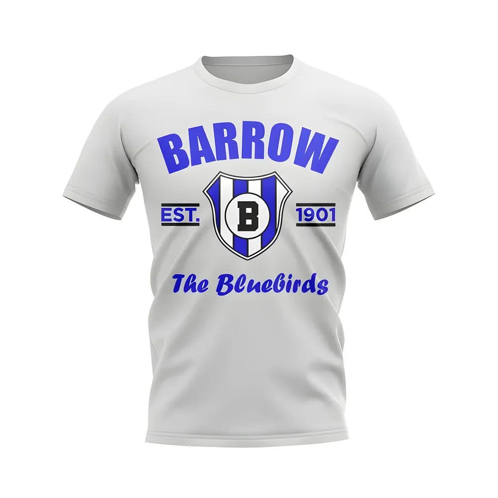 Barrow Established Football T-Shirt (White) Polyester Aston Villa Uksoccershop Men's White Xxl