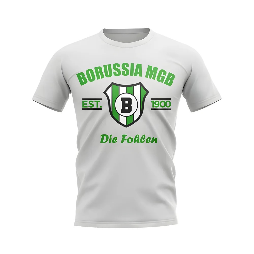 Borussia Mgb Established Football T-Shirt (White) Polyester Monchengladbach Uksoccershop Men's White Xxl