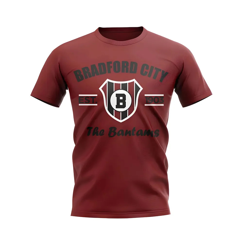 Bradford Established Football T-Shirt (Maroon) Polyester Uksoccershop Men's Maroon Extra Large