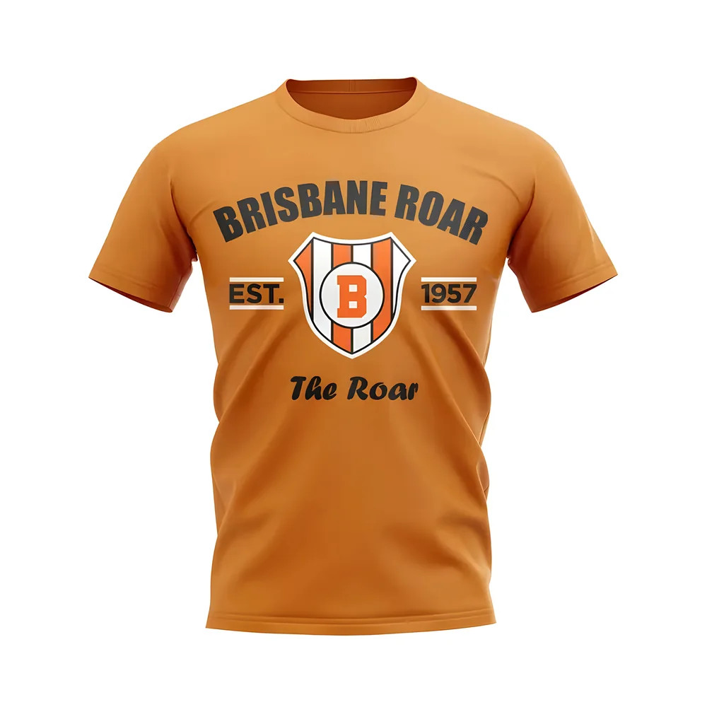 Brisbane Roar Established Football T-Shirt (Orange) Polyester Aston Villa Uksoccershop Men's Orange Small
