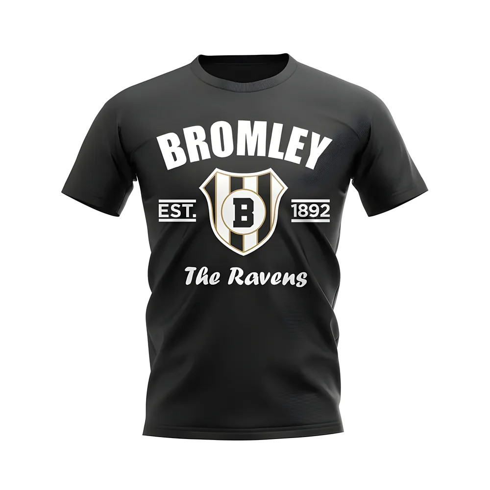 Bromley Established Football T-Shirt (Black) Polyester Aston Villa Uksoccershop Men's Black Large