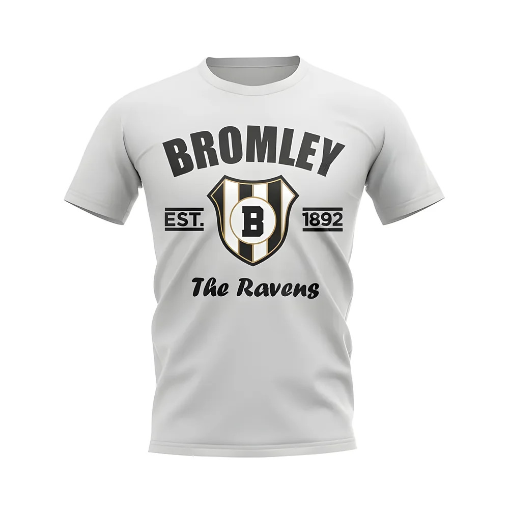 Bromley Established Football T-Shirt (White) Polyester Aston Villa Uksoccershop Men's White Small