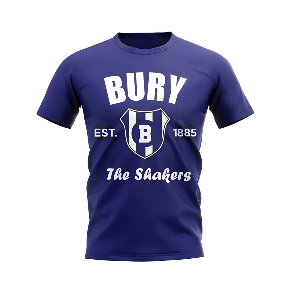Bury Established Football T-Shirt (Navy) Polyester Uksoccershop Men's Navy Extra Large