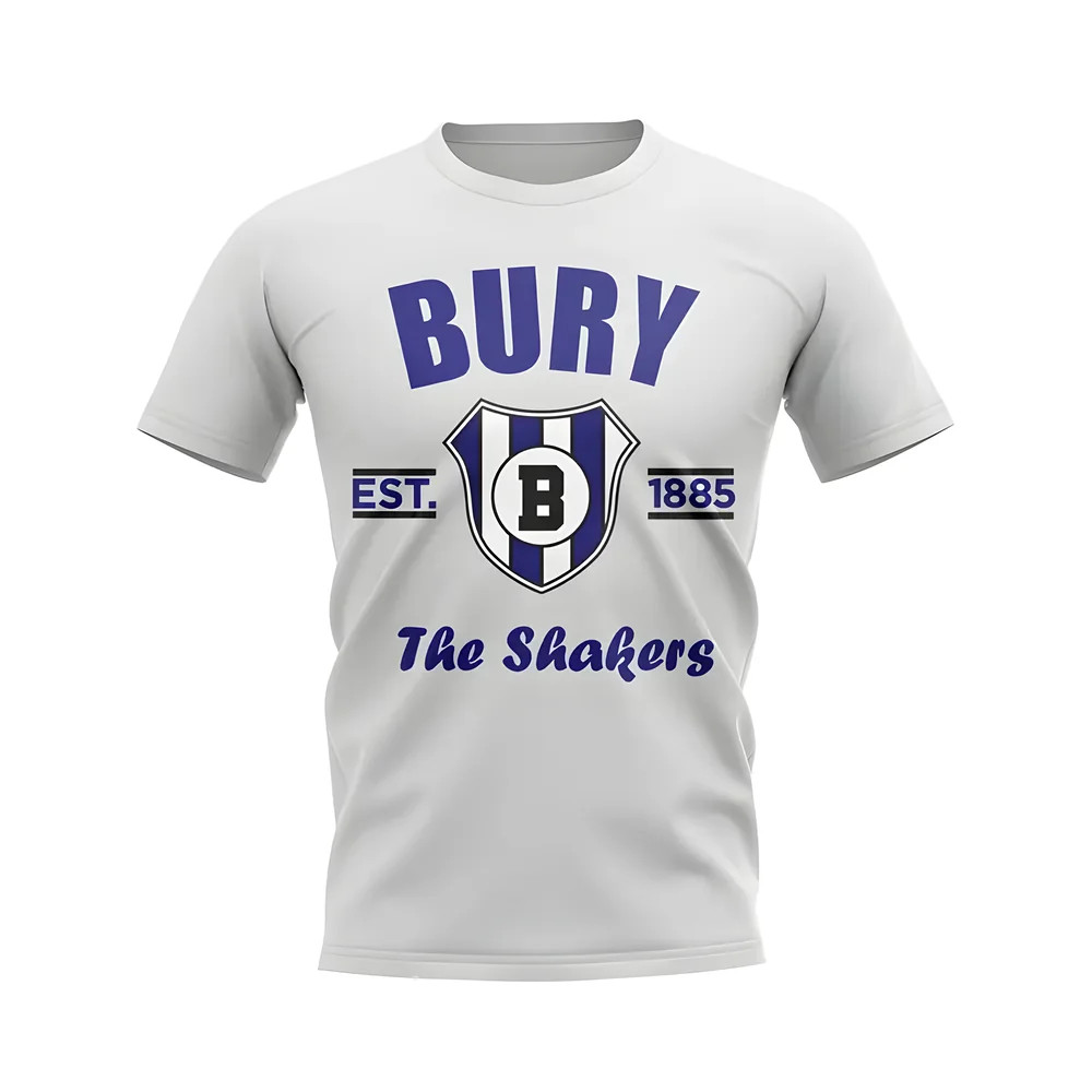 Bury Established Football T-Shirt (White) Polyester Uksoccershop Men's White Extra Large