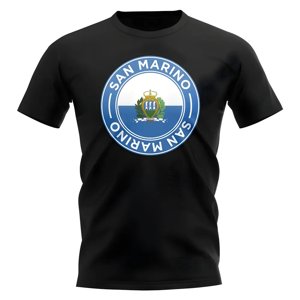 San Marino Football Badge T-Shirt (Black) Polyester Uksoccershop Men's Black Large