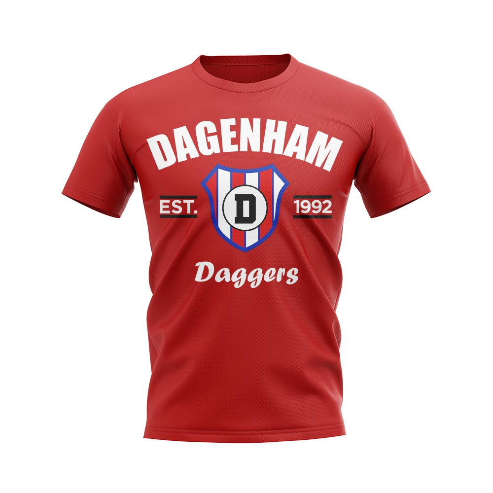 Dagenham Established Football T-Shirt (Red) Polyester Aston Villa Uksoccershop Men's Red Xxl