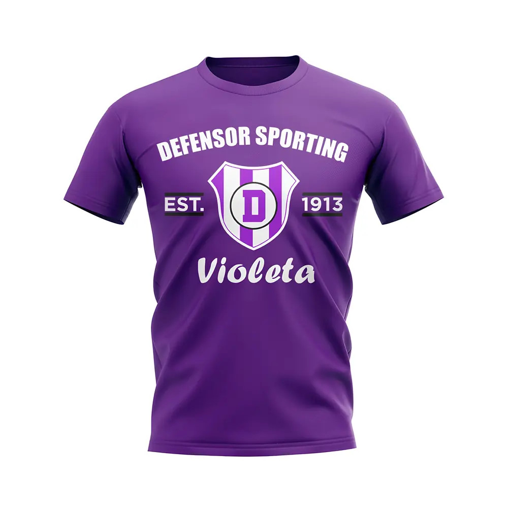 Defensor Sporting Established Football T-Shirt (Purple) Polyester Aston Villa Uksoccershop Men's Purple Small
