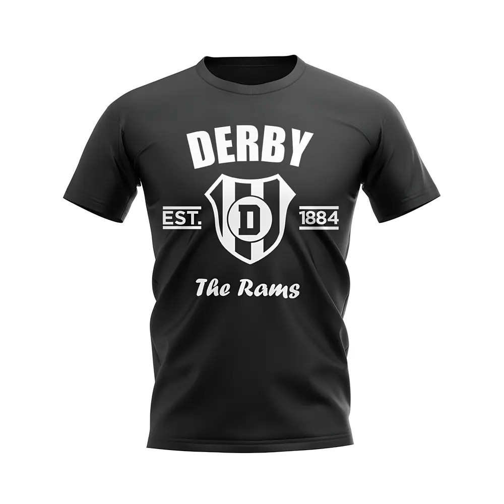 Derby Established Football T-Shirt (Black) Polyester Uksoccershop Men's Black Extra Large