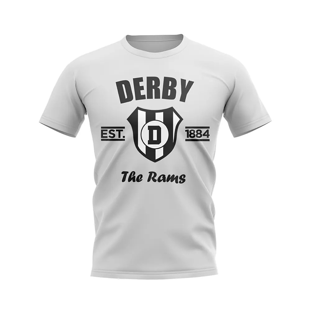 Derby Established Football T-Shirt (White) Polyester Uksoccershop Men's White Extra Small
