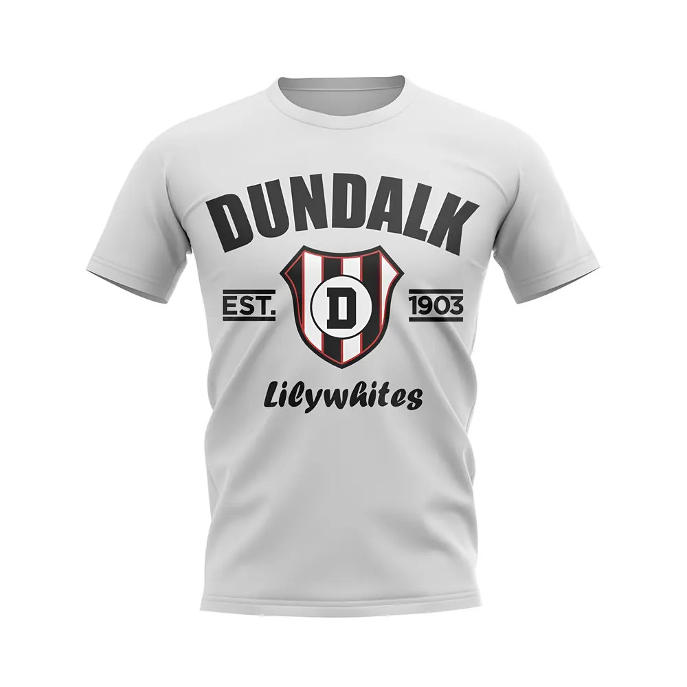 Dundalk Established Football T-Shirt (White) Polyester Uksoccershop Men's White Small