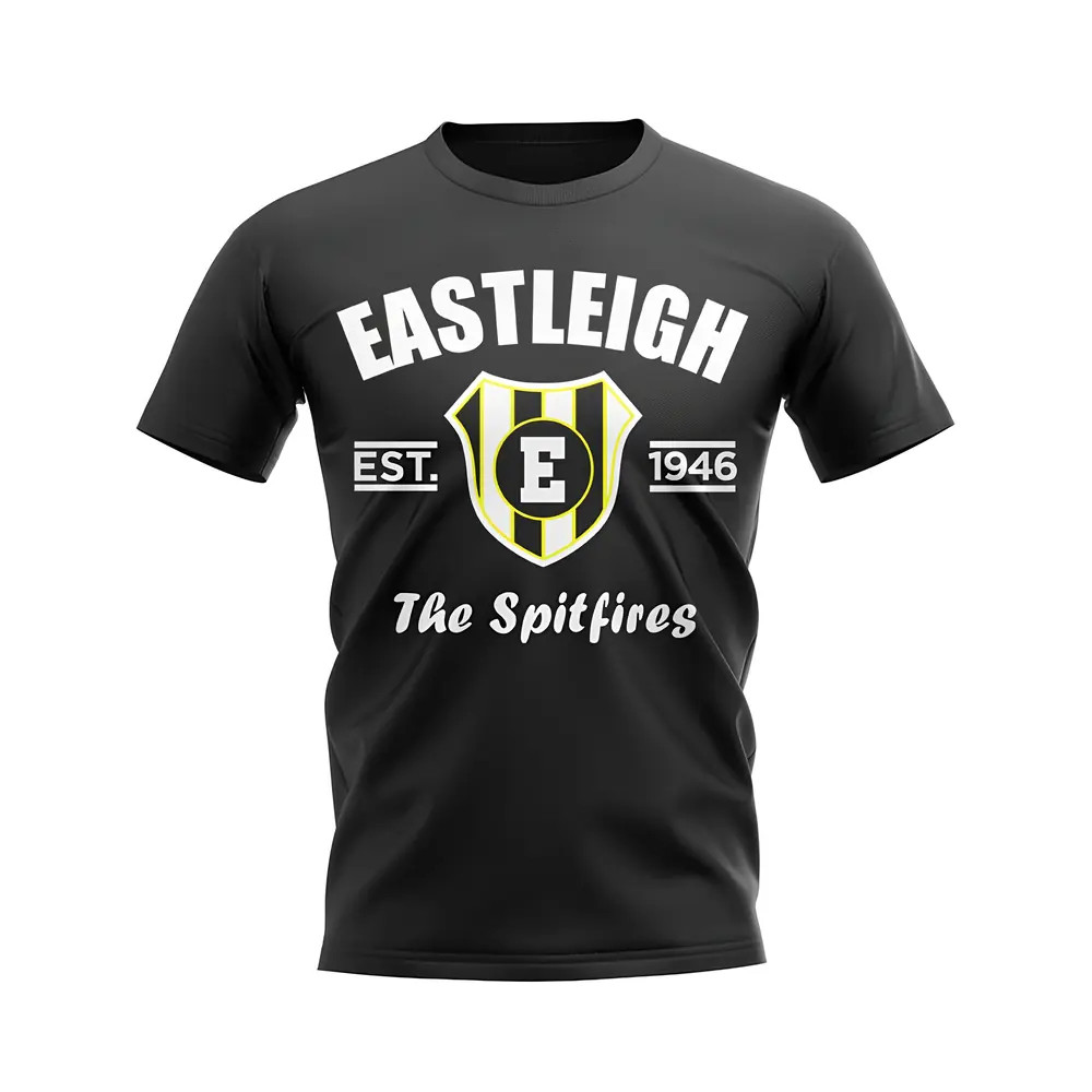 Eastleigh Established Football T-Shirt (Black) Polyester Aston Villa Uksoccershop Men's Black Xxl