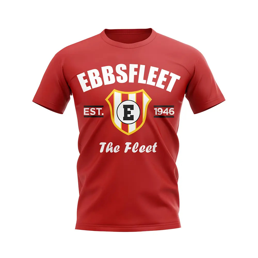Ebbsfleet Established Football T-Shirt (Red) Polyester Aston Villa Uksoccershop Men's Red Medium