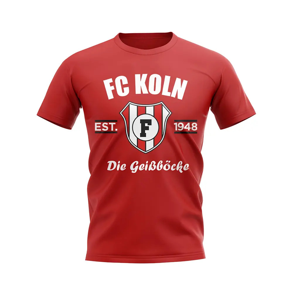Fc Koln Established Football T-Shirt (Red) Polyester Uksoccershop Men's Red Small