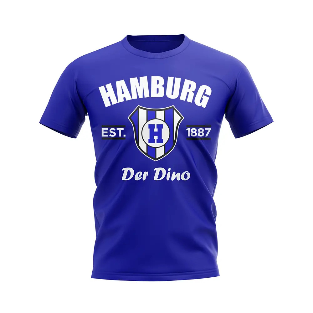 Hamburg Established Football T-Shirt (Blue) Polyester Uksoccershop Men's Blue Extra Small