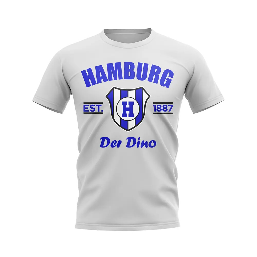 Hamburg Established Football T-Shirt (White) Polyester Uksoccershop Men's White Extra Small