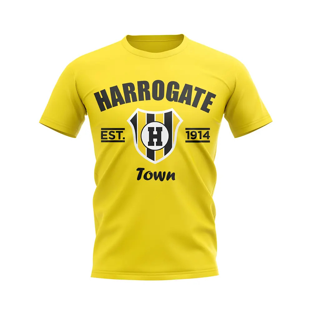 Harrogate Established Football T-Shirt (Yellow) Polyester Aston Villa Uksoccershop Men's Yellow Xxl