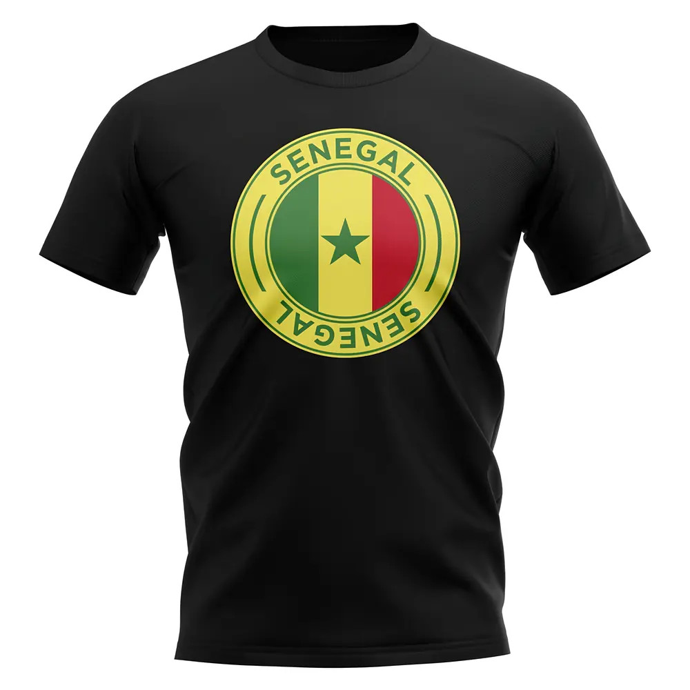 Senegal Football Badge T-Shirt (Black) Polyester Uksoccershop Men's Black Medium