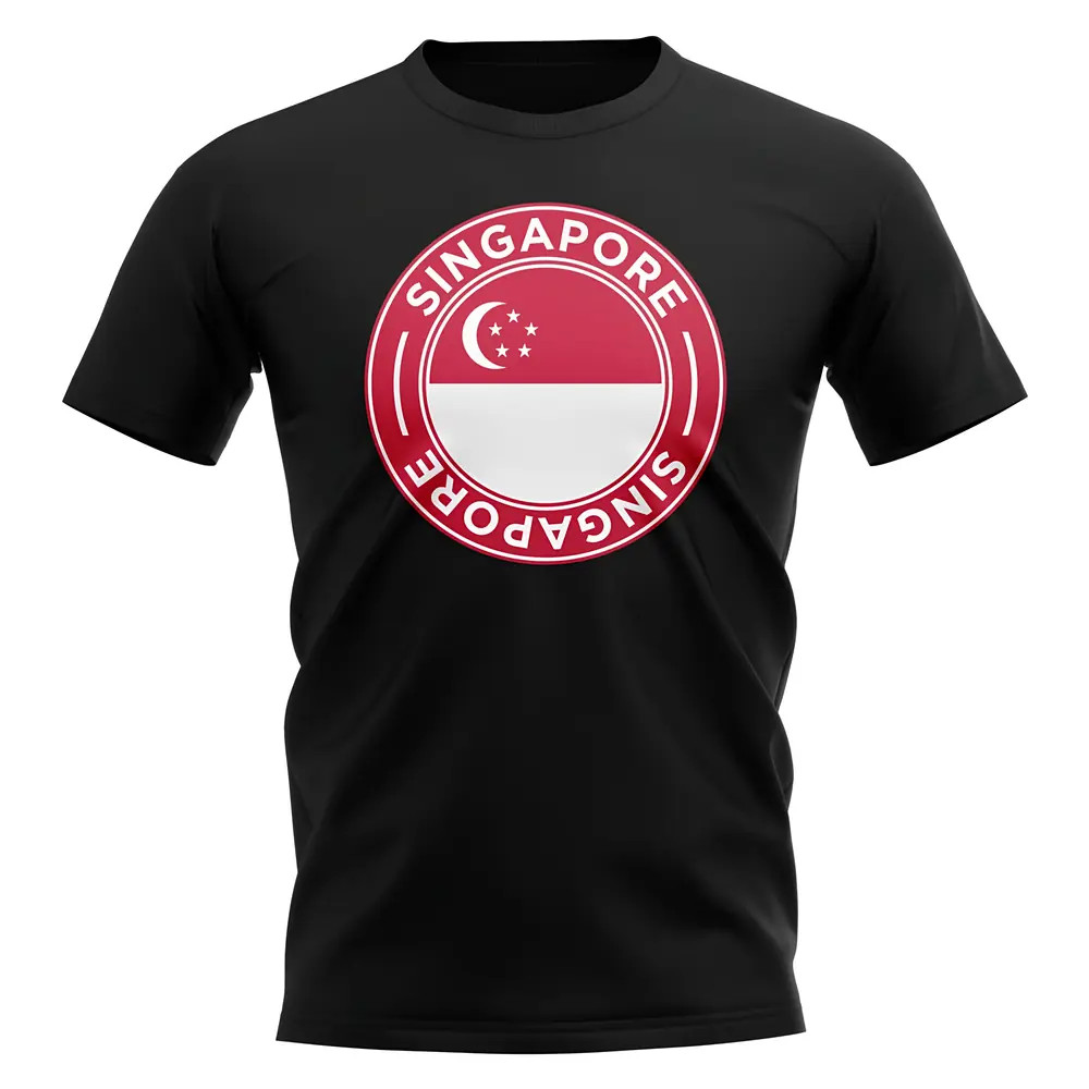 Singapore Football Badge T-Shirt (Black) Polyester Uksoccershop Men's Black Large