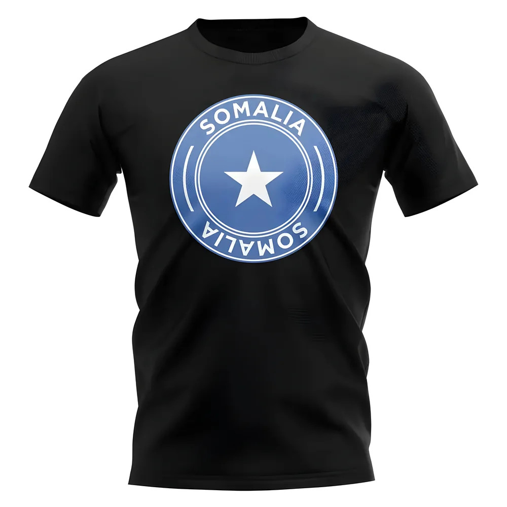 Somalia Football Badge T-Shirt (Black) Polyester Uksoccershop Men's Black Xxl