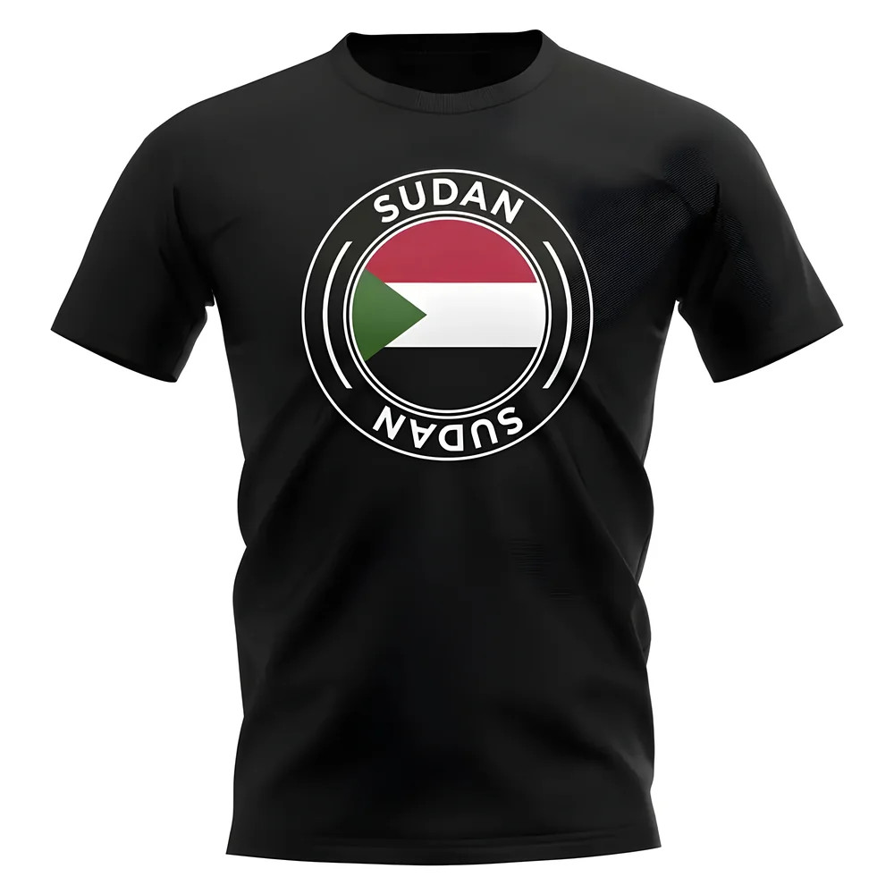 Sudan Football Badge T-Shirt (Black) Polyester Uksoccershop Men's Black Large
