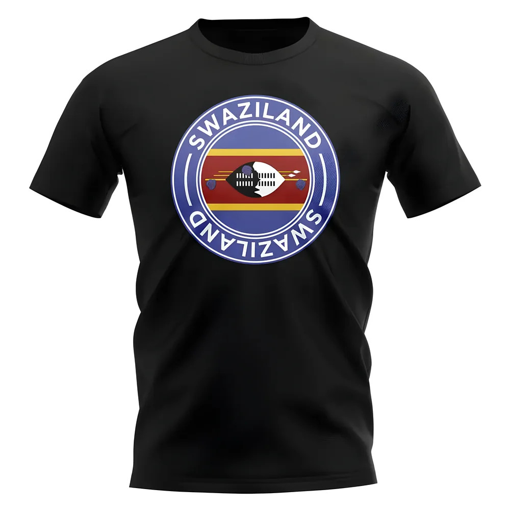 Swaziland Football Badge T-Shirt (Black) Polyester Uksoccershop Men's Black Medium