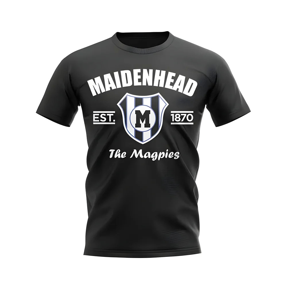 Maidenhead Established Football T-Shirt (Black) Polyester Aston Villa Uksoccershop Men's Black Large