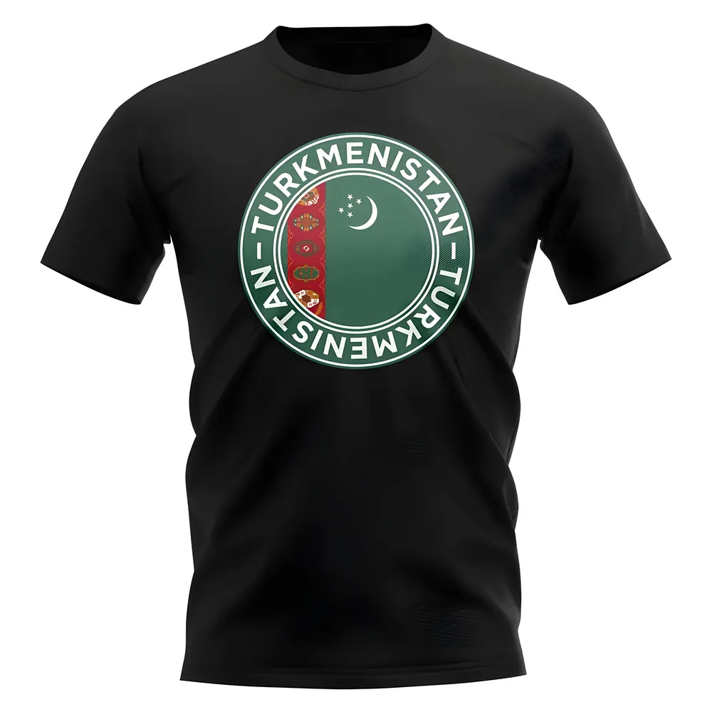 Turkistan Football Badge T-Shirt (Black) Polyester Uksoccershop Men's Black Extra Large